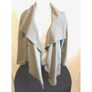 EUC J. Jill Olive Green Cotton Knit Open Front Drape Cardigan Light Jacket Sz PS